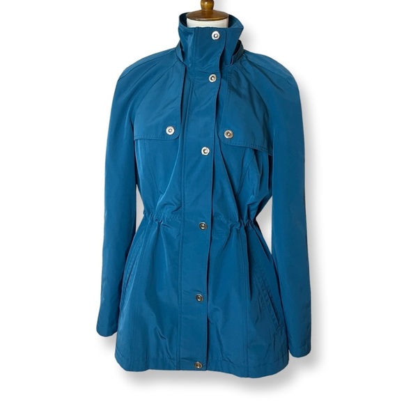 London Fog Jackets & Blazers - London Fog Teal Coat with Cinched Waist - Size Medium